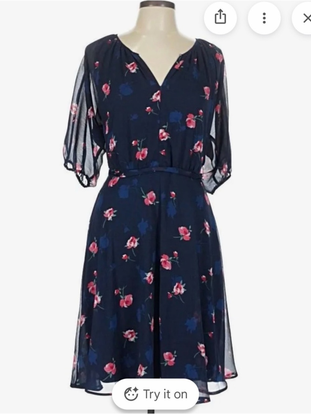 DKNY FLORAL TIE WAIST DRESS